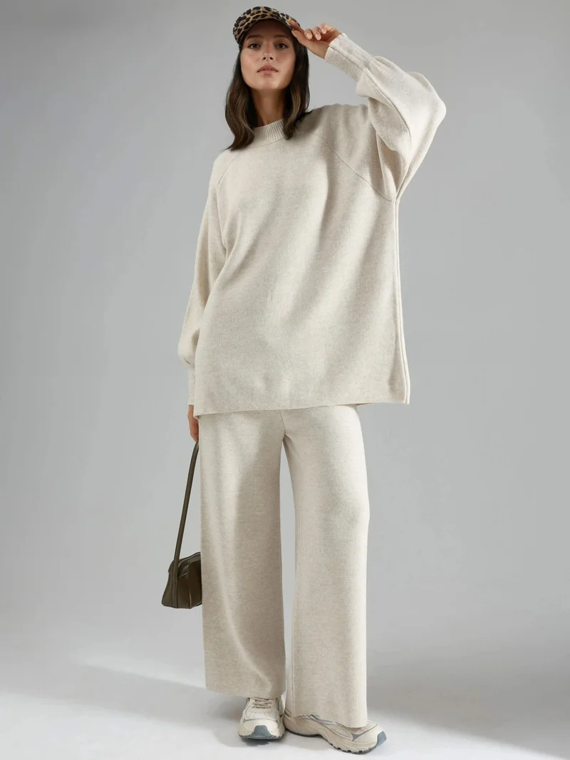 MY FASHION Loose Fit Sweater & Pants Knit Co-ord Set